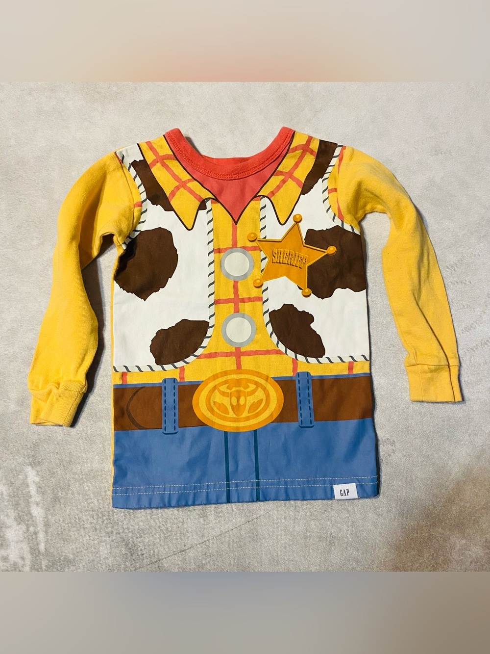 Baby Gap x Toy Story Pixar Woody Sheriff Print Long Sleeve Pajama Top Size 2